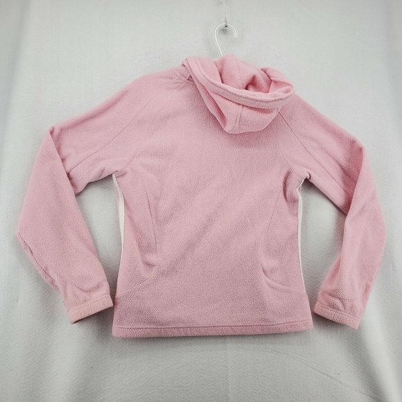 Adidas Shirt Women's L/S Full Zip Hooded Sweatshirt Three Stripe Fleece Pink Sm - Picture 9 of 12
